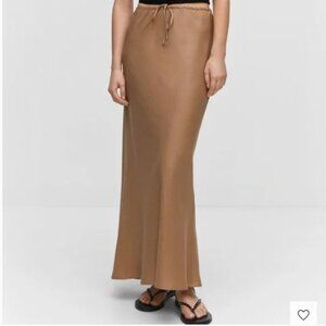 MANGO / Linen Blend Midi Skirt - S